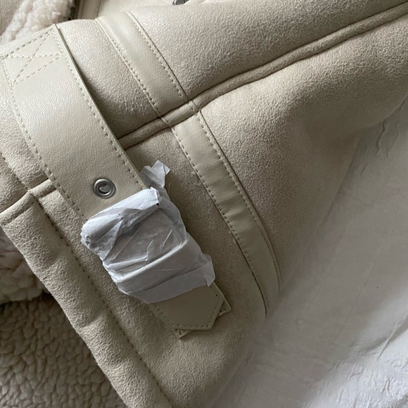 BNWT Zara M Cream Aviator Jacket Double Faced Jacket - Picture 7 of 7